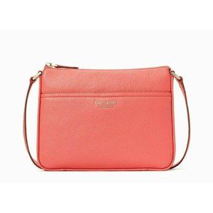 New Kate Spade Run around medium crossbody Pebble Leather Peach Melba